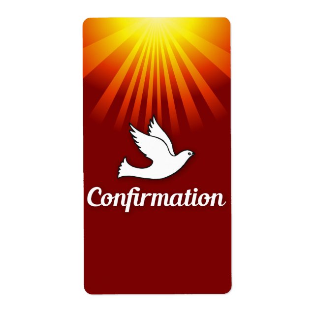 Étiquette Félicitations Confirmation Colombe avec Or/Rouge (Devant)