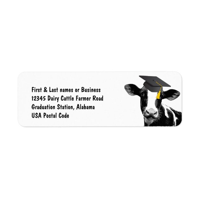 Étiquette Félicitations Graduation Funny Cow en Casquette (Devant)
