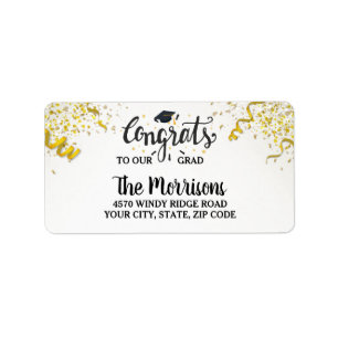 Étiquette Félicitations Grand Gold Confetti Streamers Amusan