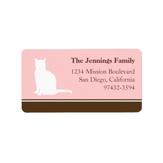 Étiquette Feline chat animal silhouette rose retour ou envoi