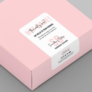 Étiquette Feminine Pink Monogram Business Thank You Box Seal