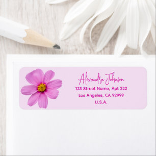 Étiquette Feminine Rose & Jaune Florale Adresse de retour