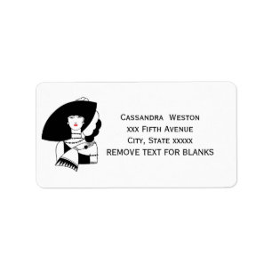 Étiquette Femme Art Déco au grand chapeau gants RL