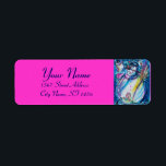 Étiquette FEMME DE NEIGE AVEC OWL Blue Pink Fuchsia Noël<br><div class="desc">Illustration Whimsical,  colorée et cool de nuit d'hiver ,  aquarelle peinture dans bleu vif blanc,  rose,  couleurs.</div>