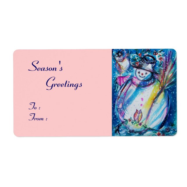 Étiquette FEMME DE NEIGE, blanc bleu rose (Devant)