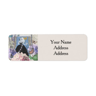 Étiquette Femme élégante bleue Robe florale fantaisie