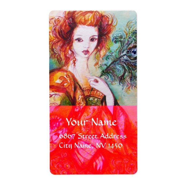 Étiquette FEMME ROMANTIQUE AVEC PÂTE DE PÂTE ÉCLAIRANTE, Rou (Devant)