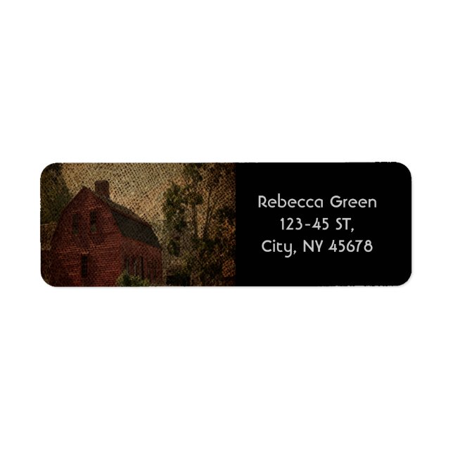 Étiquette Ferme de campagne de burlap primitif grange rouge (Devant)