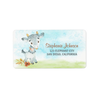 Étiquette Ferme de chèvres aquarelle