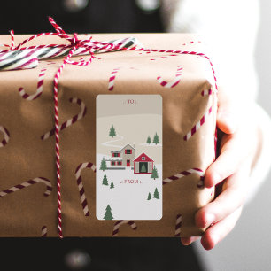 Étiquette Ferme Festive Vintage Arbre De Noël À De