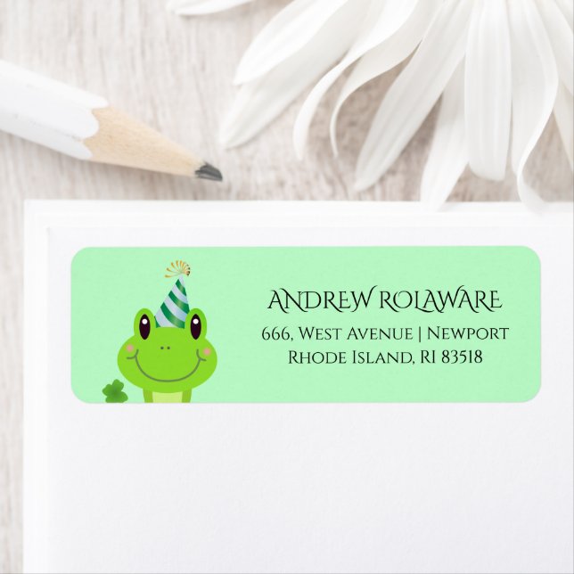 Étiquette Fermeture de grenouille Adresse de retour Vert (En situation)