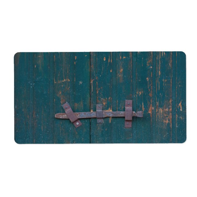 Étiquette Fermeture De Porte Rouillée Sur Porte Verte (Devant)