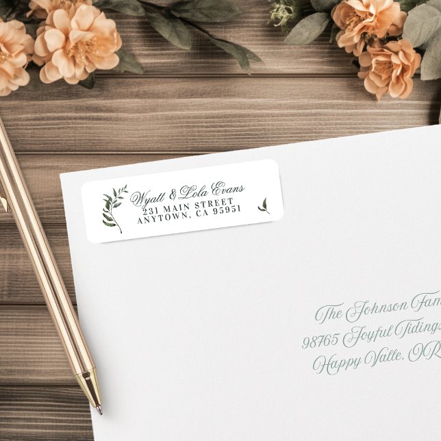 Étiquette Fern Green Willow Branch Mariage élégant (Fern Green Willow Branch Elegant Return Address Labels)