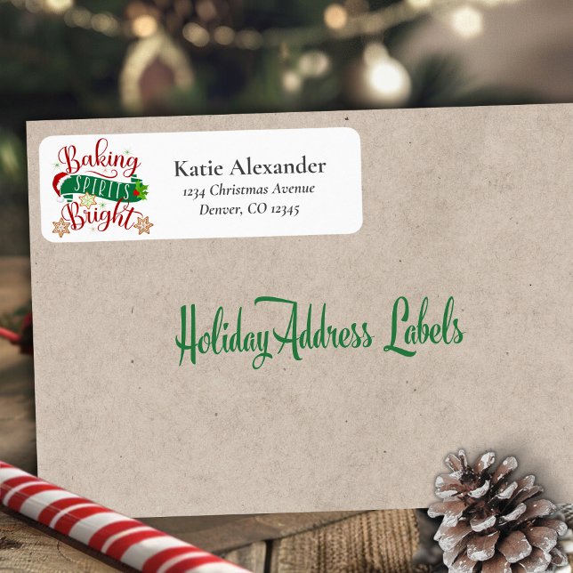 Étiquette Festif Baking Spirits Bright Custom Christmas (Festive Baking Spirits Bright Custom Christmas Label)