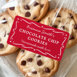 Étiquette Festif frontière rouge cuisine de Noël<br><div class="desc">Étiquettes rouges pour vos biscuits et confitures faits maison avec une bordure festive et ornée d'étoiles. Vous pouvez modifier les couleurs de l'arrière - plan,  de la bordure et de la police en une couleur personnalisée à l'aide de l'outil de personnalisation.</div>