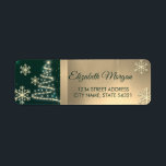 Étiquette Festif Gold Snowflakes Christmas Tree Green<br><div class="desc">Élégant flocon doré et arbre de noël.Un design élégant et sophistiqué.Sélectionnez le bouton costume pour changer le style de police,  la couleur et la taille.</div>