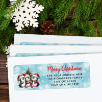 Festif Rouge Bleu Joyeux Pingouins de Noël mignons