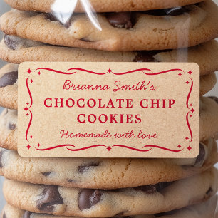 Étiquette Festif rouge Kraft look cuisine cuisine de cuisson