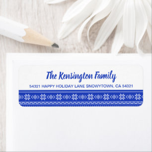 Étiquette Festive BLue Snowflake Holiday Sweater Motif