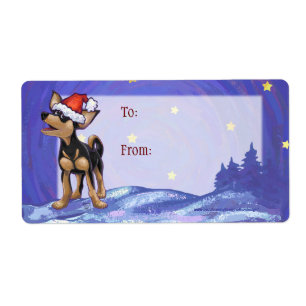 Étiquette Festive de nuit étoilée Chihuahua à Santa Hat