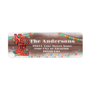 Étiquette Festive Farmhouse Flammes de Noël