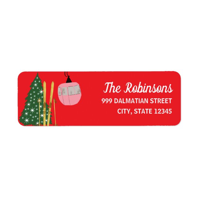 Étiquette Festive Holiday Ski Skiing Return Address Label (Devant)