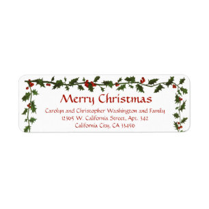 Étiquette Festive Holly Greenery Simple Noël Élégant