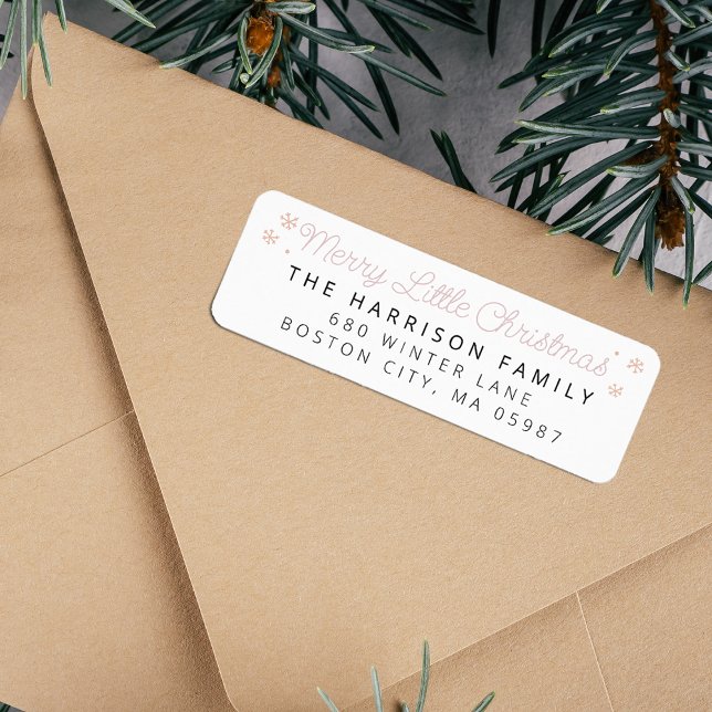 Étiquette Festive Joyeux Petite Adresse de Noël (Festive Merry Little Christmas Address Label)