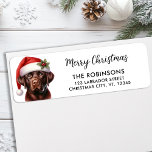 Étiquette Festive Labrador Dog Cute Christmas Retourner l'ad<br><div class="desc">Chocolat Labrador Retriever Christmas Retourner l'adresse Étiquettes Répandez les vacances avec notre délicieux Chocolat Labrador Retriever Christmas Retourner l'adresse Étiquettes! Parfaits pour les amoureux du Labrador, ces étiquettes ajoutent une touche de charme festif à votre correspondance de vacances. Caractéristiques Design charmant : Chaque étiquette est décoré d'un adorable Retriever au...</div>