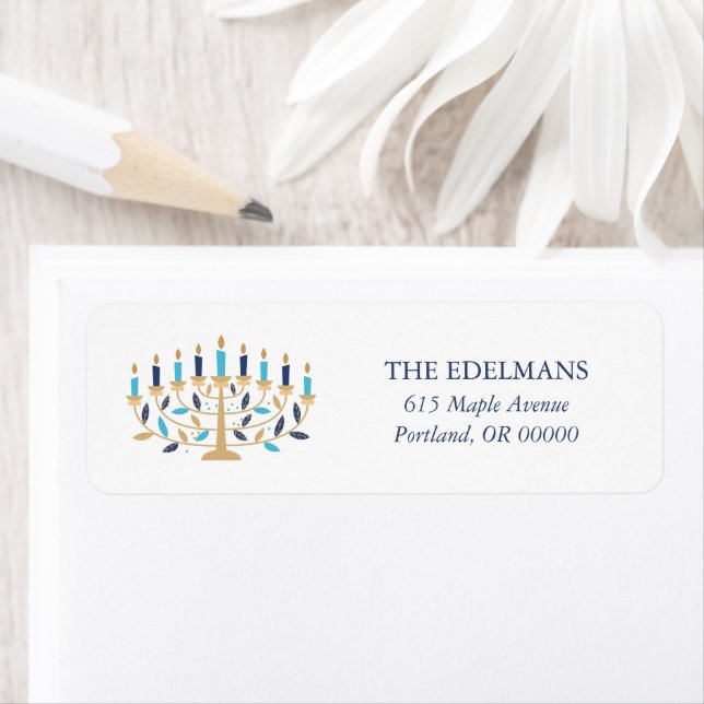 Étiquette Festive Menorah Hanoukka (En situation)