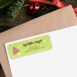 Étiquette Festive Minimale de Noël Main tiré Elf Casquette