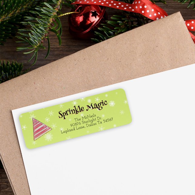 Étiquette Festive Minimale de Noël Main tiré Elf Casquette (Créateur téléchargé)