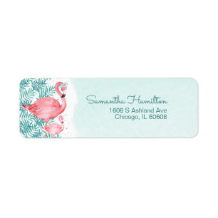 Étiquette Fête bébé Flamant et feuilles tropicales de Teal