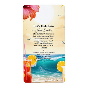 Étiquette Fête d'anniversaire de 21 ans au thème luau tropic