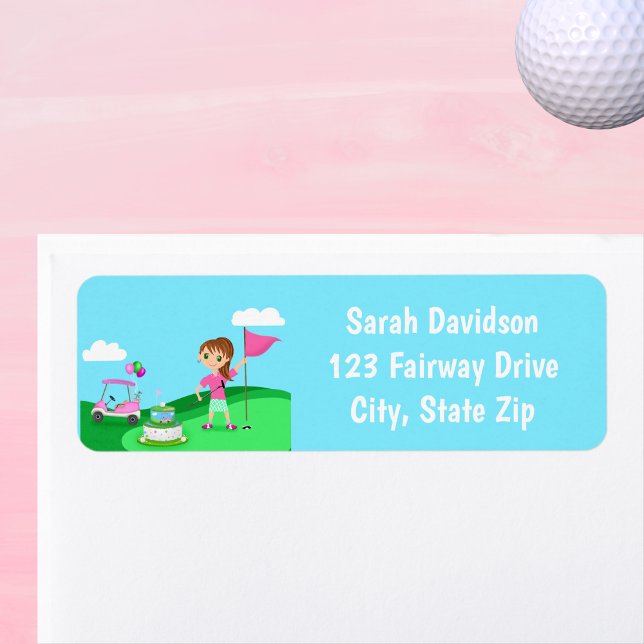 Étiquette Fête d'anniversaire de fille chibi au golf Par-Tee (Créateur téléchargé)