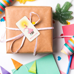 Étiquette Fête d'anniversaire de la petite Miss Cupcake rose