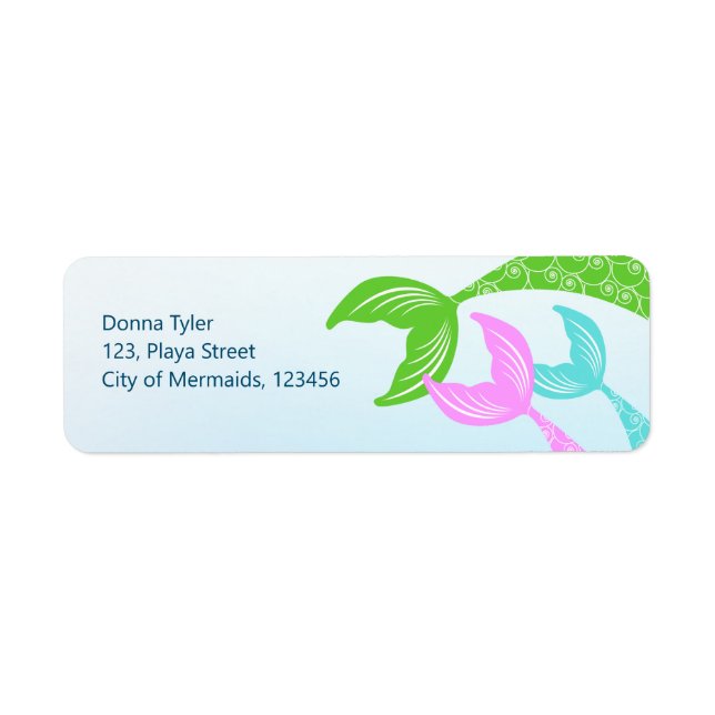 Étiquette Fête d'anniversaire de la Sirène et de ses amis (Devant)