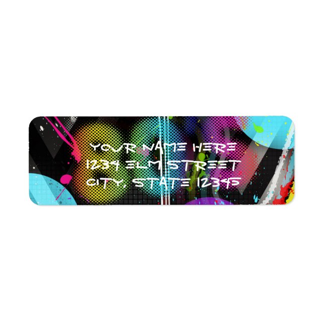 Étiquette Fête d'anniversaire Splash Arc-en-ciel Rétro Bash  (Devant)