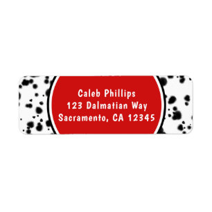 Étiquette Fête d'anniversaire taches dalmatiennes noir blanc