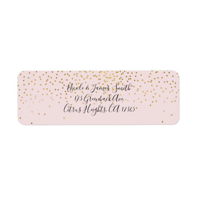 Étiquette Fête de fiançailles moderne avec confettis rose et (Devant)