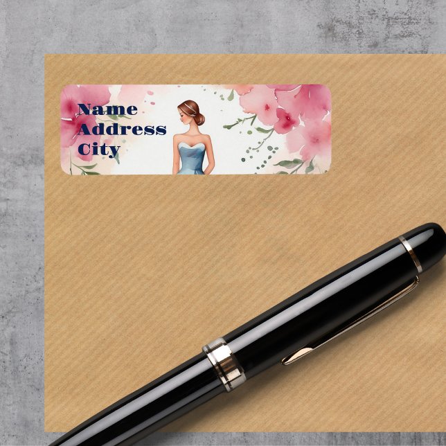 Étiquette Fête de la Quinceanera aquarelle (Créateur téléchargé)