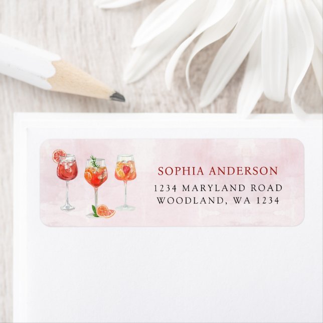 Étiquette Fête de mariage avec cocktail aquarelle (En situation)