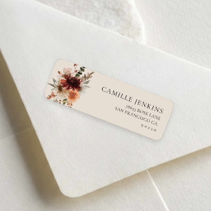 Étiquette Fête de mariage champêtre avec des fleurs d'automn
