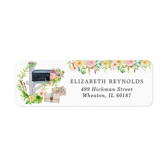 Étiquette Fête de mariage floral par la poste | Adresse de r (Devant)