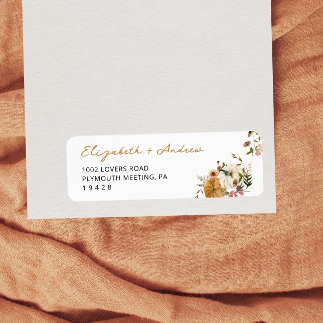 Étiquette Fête de mariage Florale Citrouille Moderne Automne (Créateur téléchargé)