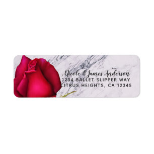 Étiquette Fête de Mariage Moderne avec Billes Rose Rouge Gla