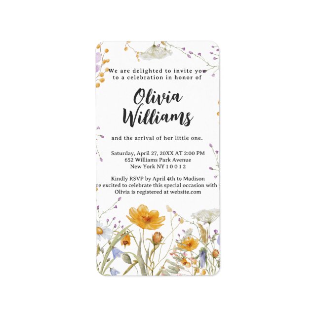 Étiquette Fête de naissance fleur printanière sauvage Menthe (Devant)