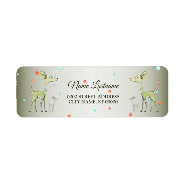 Étiquette Fête de Noël Cerfs Verts Vacances Mignon (Devant)