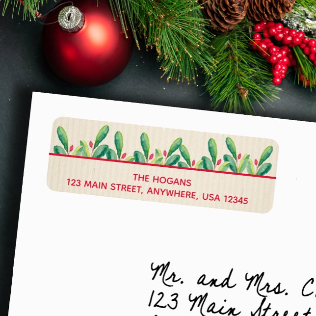 Étiquette Fête de Noël en ivoire Feuille (Créateur téléchargé)