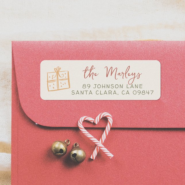 Étiquette Fête de Noël rétro Whimsical Illustration (Créateur téléchargé)